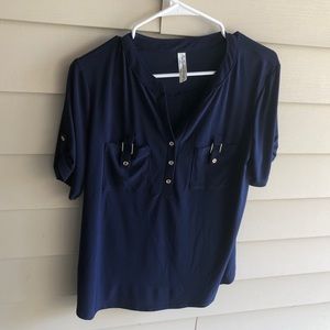 3/$10 Navy blue work wear Blouse top shirt